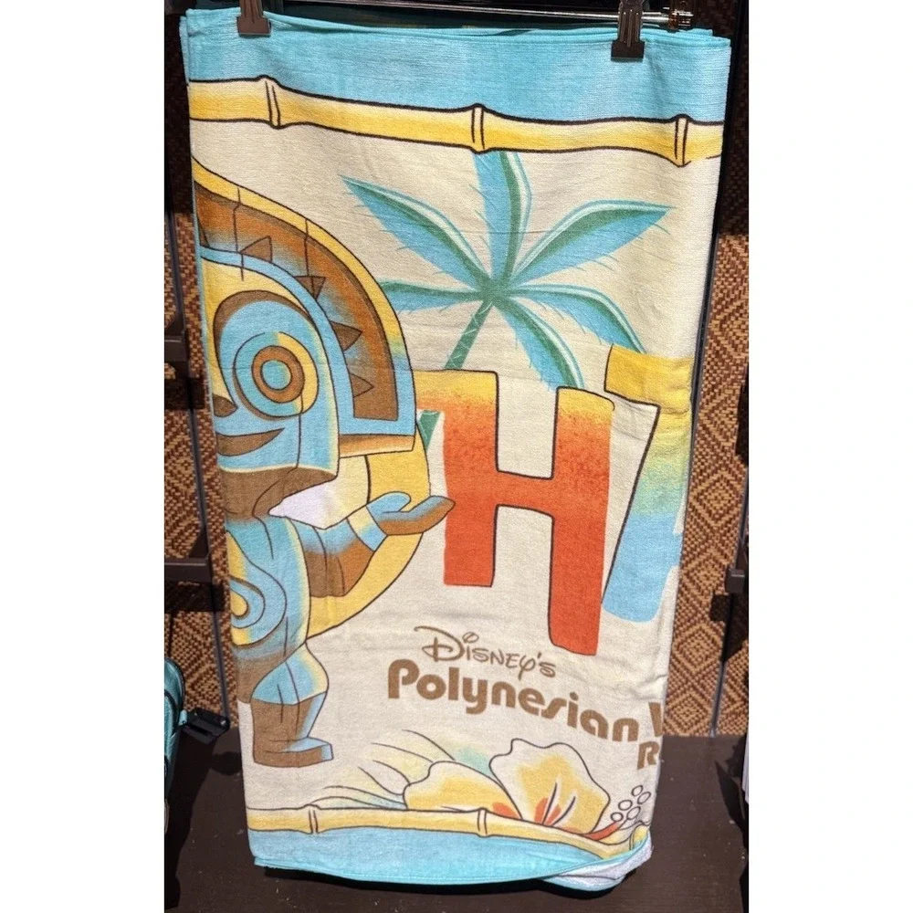 2025 Disney Parks Polynesian Village Resort Beach Towel‎ ALOHA Tiki Maui NEW